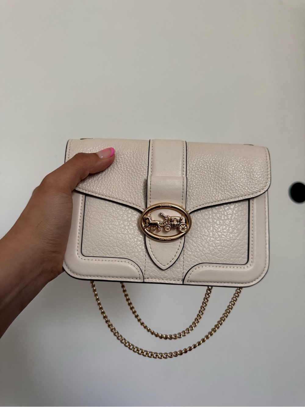 Coach Cream Leather Crossbody Bag with Gold Hardware